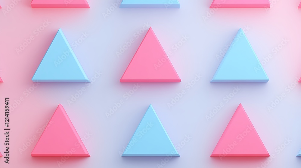 Poster colorful triangles pattern with pink and blue triangles on soft background for modern design and dec