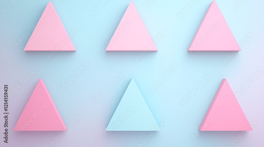 Poster Colorful Triangular Shapes in Soft Pastel Colors on a Minimalist Background for Modern Design Concepts