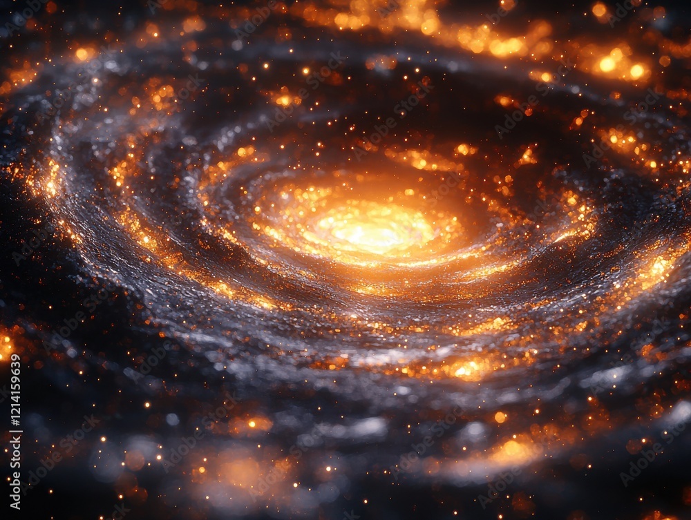 Poster galactic swirls closeup cosmic patterns space intricate lighting macro view astronomical concept
