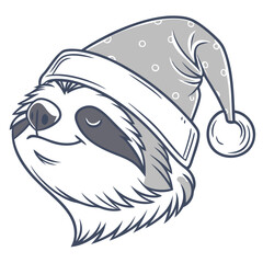 Fototapeta premium Sloth head with a sleeping cap vector art illustration.