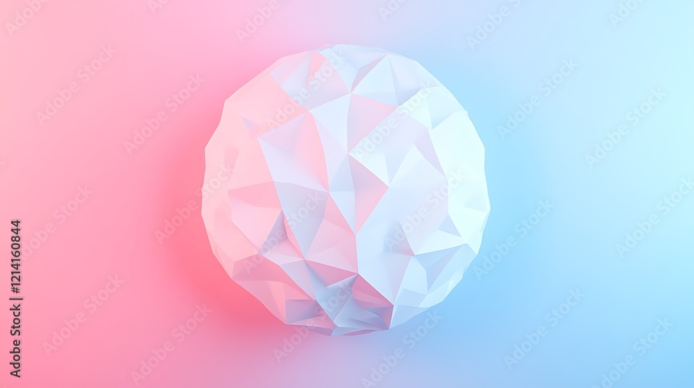 Poster geometric abstract sphere in soft pink and blue gradient background for modern design projects