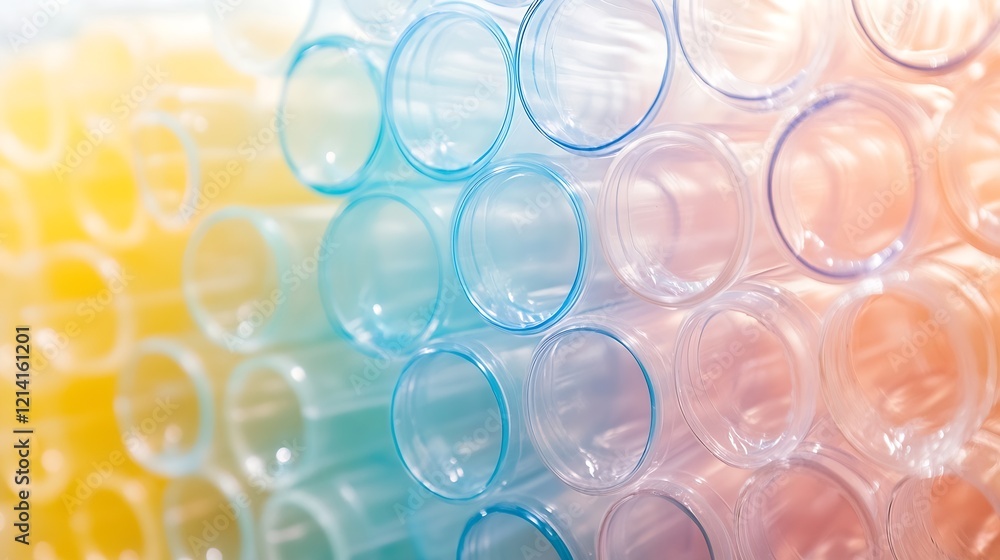 Aufkleber Abstract Array of Gradient Test Tubes in Modern Scientific Research Laboratory : Generative AI