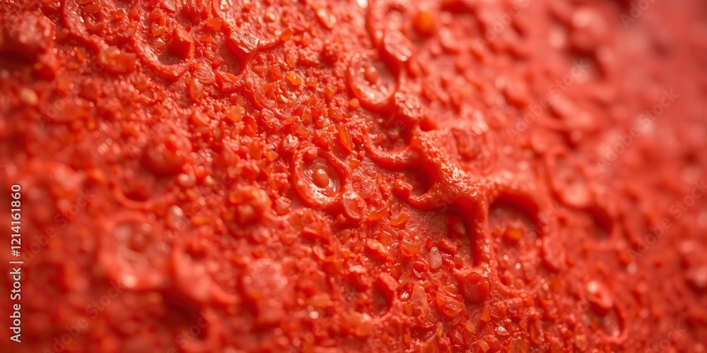 Fototapete rich red surface captivates with its unique texture, featuring small bubbles and intricate patterns 