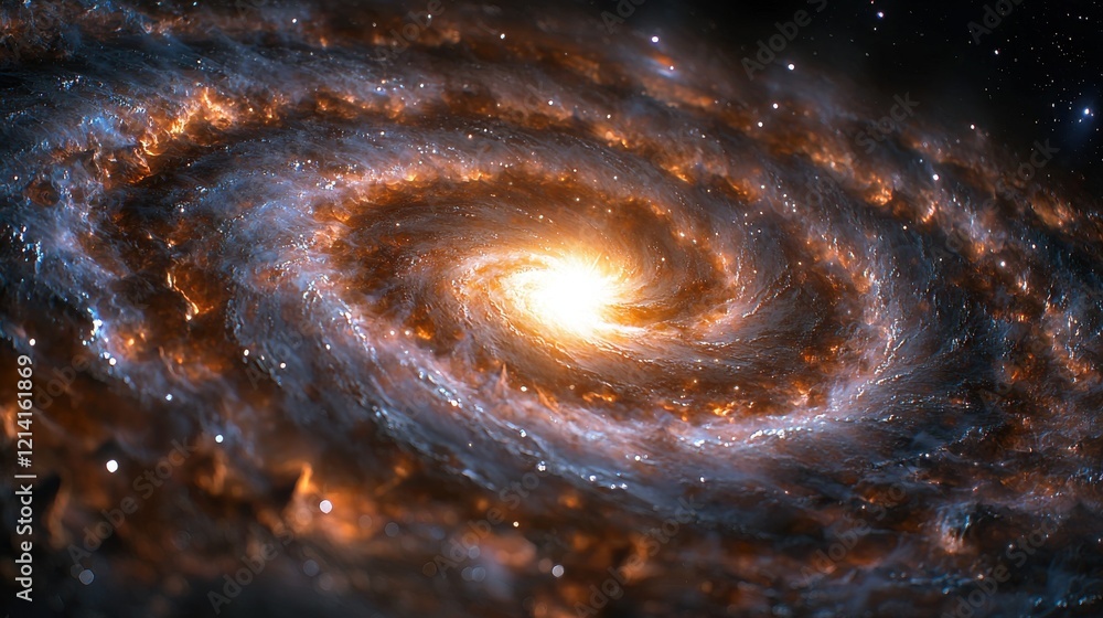 Poster galactic swirls of celestial vortex deep space digital art luminous center soft light effect