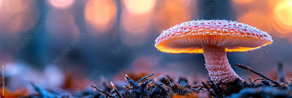 Aufkleber a high-resolution macro image of a speckled mushroom cap, capturing the fine details and natural tex