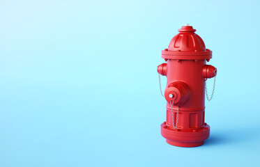 Red fire hydrant on blue background. 3d-rendering
