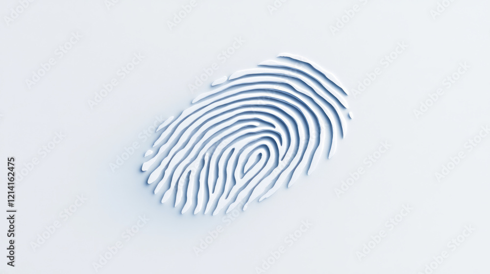 Fototapete a minimalist close-up of a single fingerprint on a clean white surface, with subtle shadows enhancin