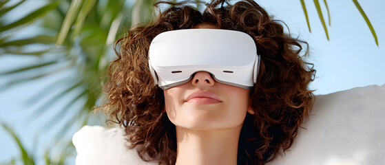 Exploring virtual reality experiences home setup lifestyle content bright environment close-up view immersive technology
