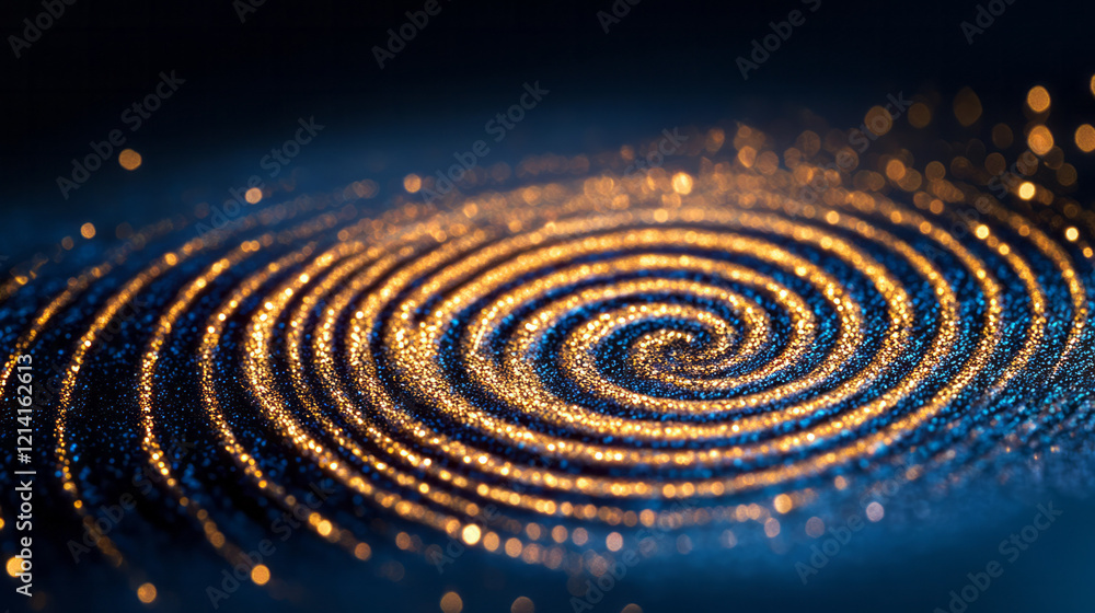 Fototapete a high-resolution macro photograph of a fingerprint with metallic accents, reflecting light and addi