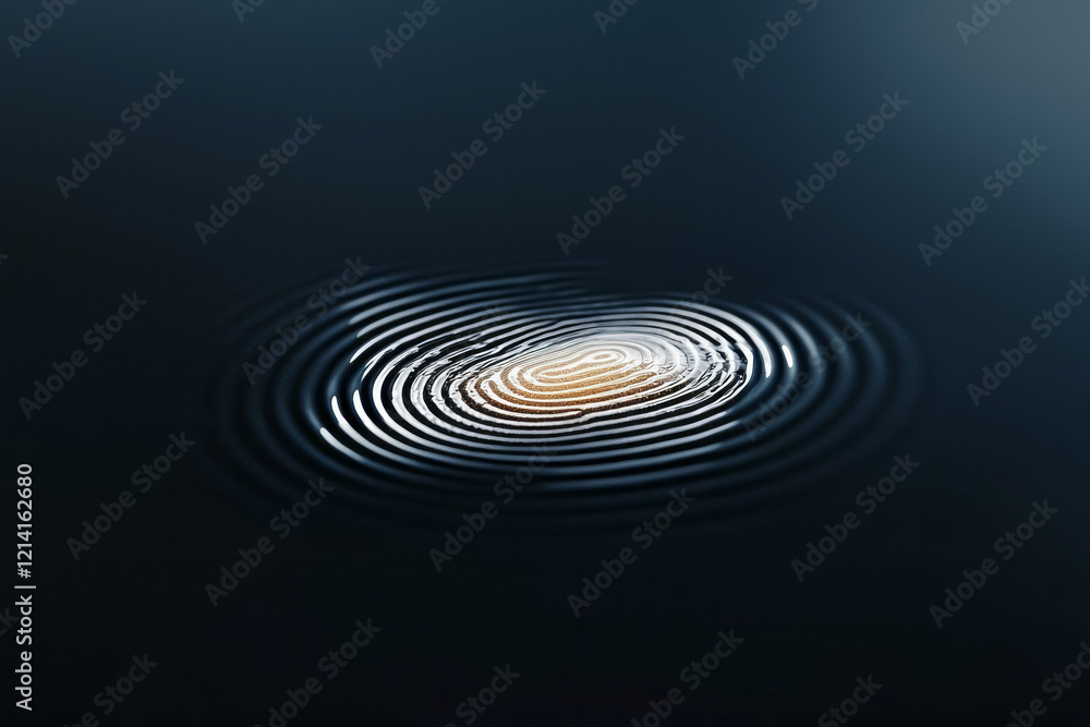 Fototapete a serene macro image of a fingerprint with water droplets on its surface, capturing the natural text