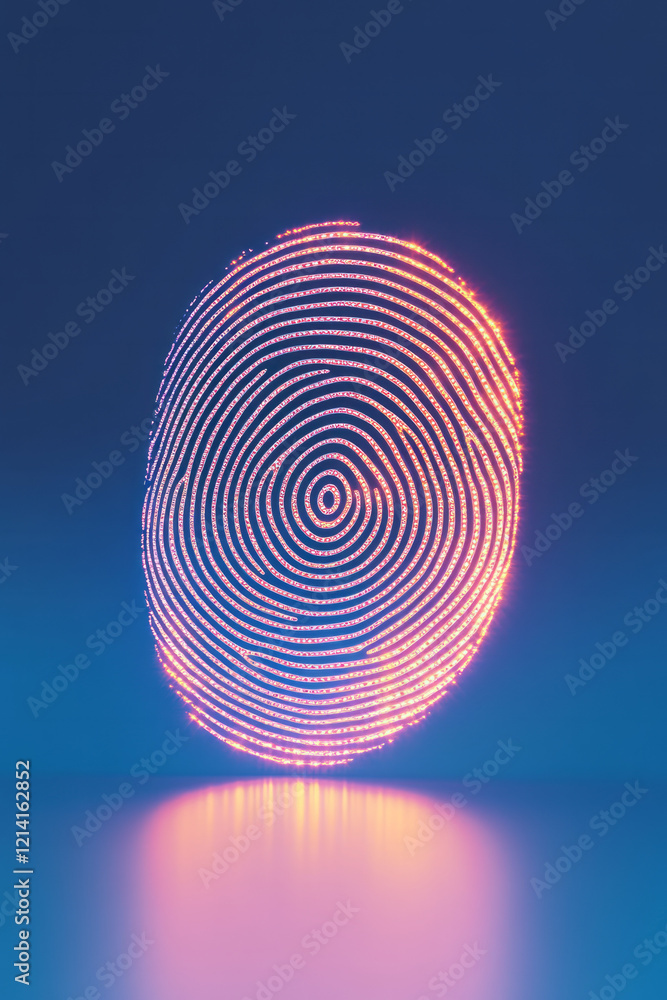 Aufkleber A striking close-up of a fingerprint with intricate patterns illuminated by soft lighting, creating beautiful shadows and enhancing the depth against a subtle, gradient background,