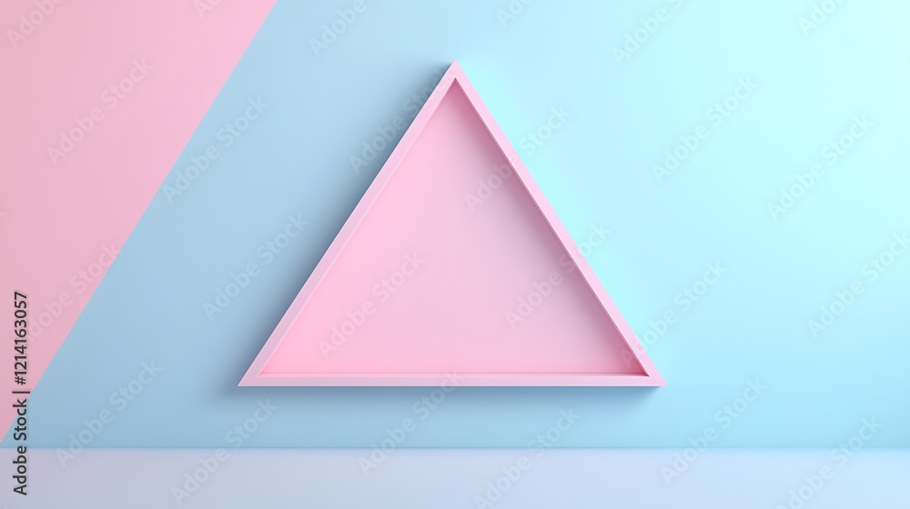 Poster minimalist triangle shelf on pastel wall with soft colors and geometric design elements for modern i