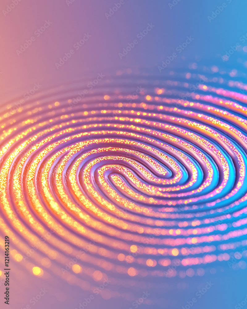 Fototapete a creative close-up of a fingerprint with abstract paint splashes blending into the ridges, set agai