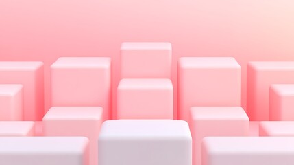 Fototapeta premium Modern Minimalist Cubes on Soft Pink Gradient Background for Creative Design and Abstract Art Concepts