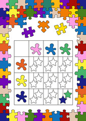 Naklejka premium Activities for kids. Color the stars. Coloring for little kids. Vector image.