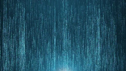 Abstract digital background with glowing neon particles flying upward. movement of a stream of glowing bright lines of particles. connection visualization. Seamless loop abstract background