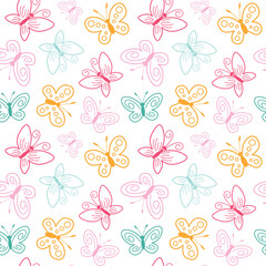 Seamless pattern multicolored butterflies. Can be used for prints on fabric and wrapping paper.
