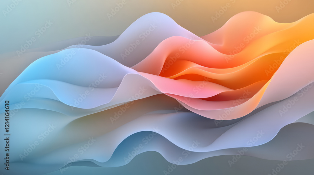 Poster a high-resolution image of abstract waveforms intertwining with geometric patterns, featuring glowin