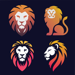A sleek and professional lion logo for a business. The lion is illustrated in a minimalist style with a gradient of orange and yellow