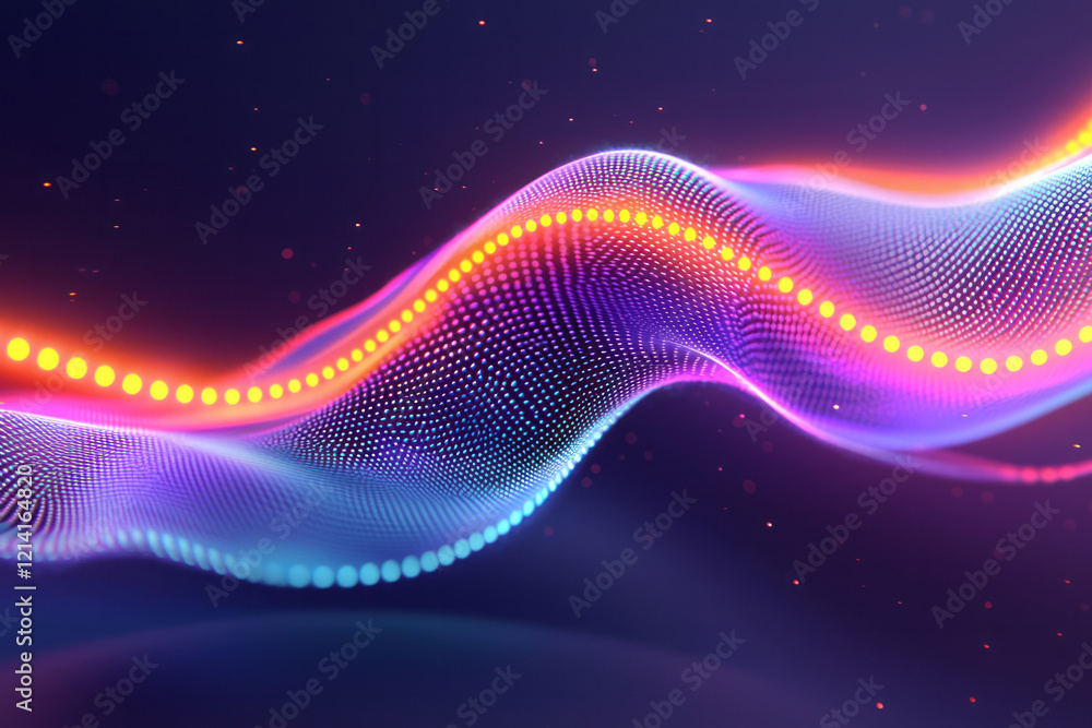 Poster a high-energy digital artwork featuring sharp, angular waveforms interspersed with smooth curves, en