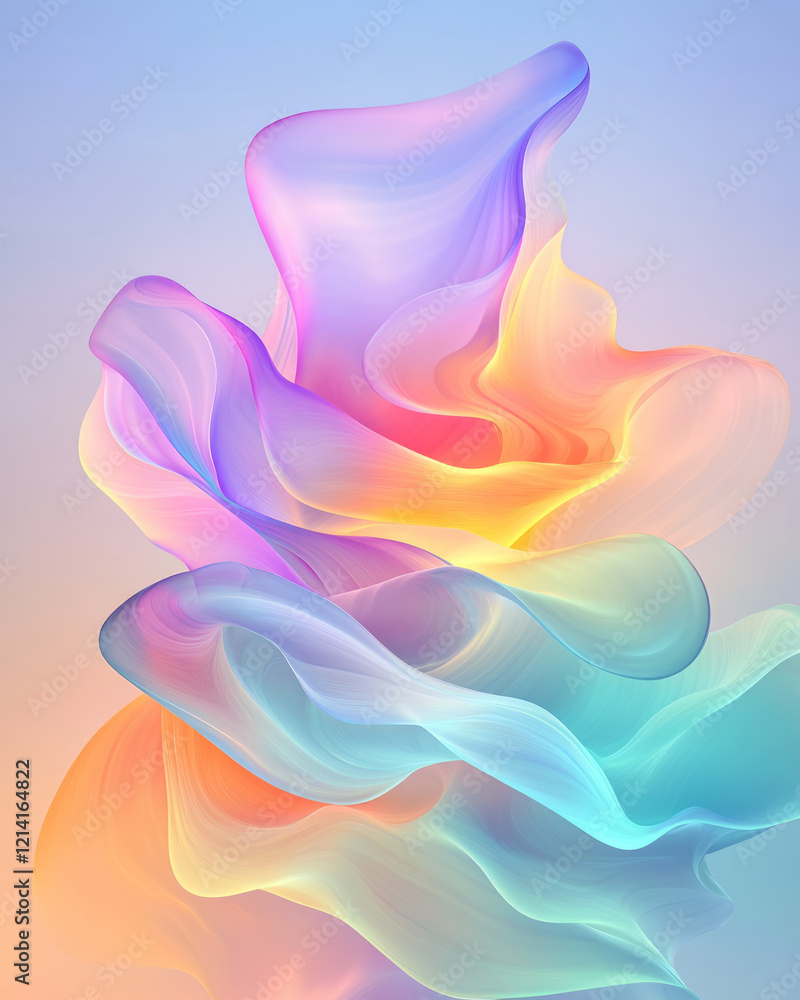 Poster an artistic close-up of fluid waveforms with intricate details and shimmering light effects, set aga