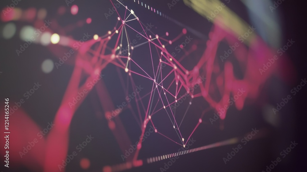 Poster abstract technology background showing connecting lines and dots forming a plexus effect over a digi