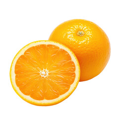 sliced orange fruit isolated on white or transparent png