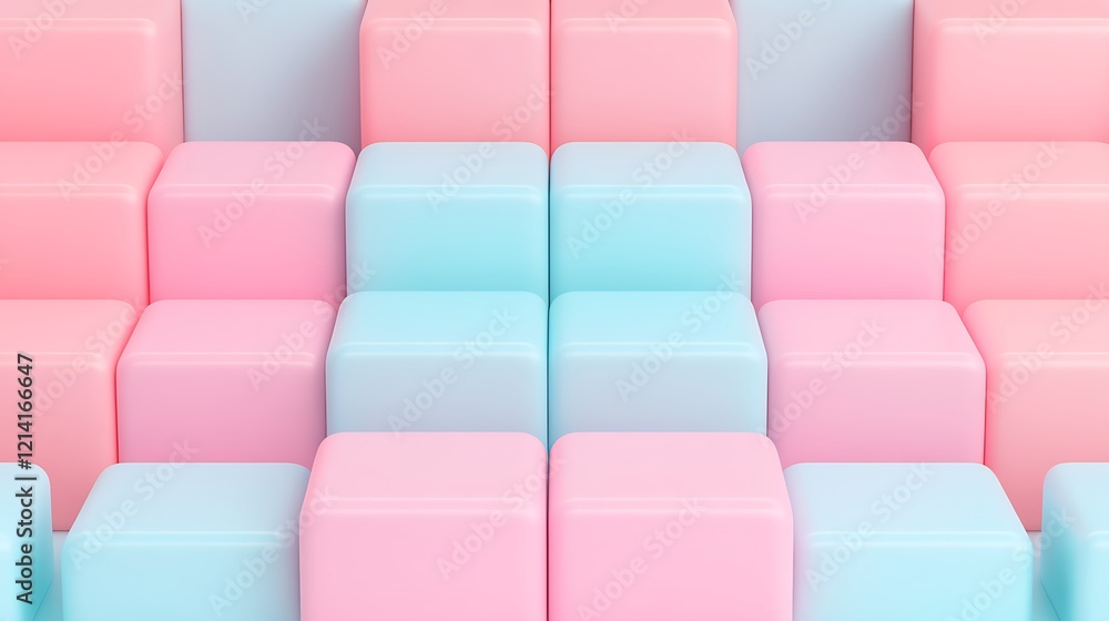 Poster soft pastel blocks arranged in a geometric pattern, ideal for backgrounds and abstract designs