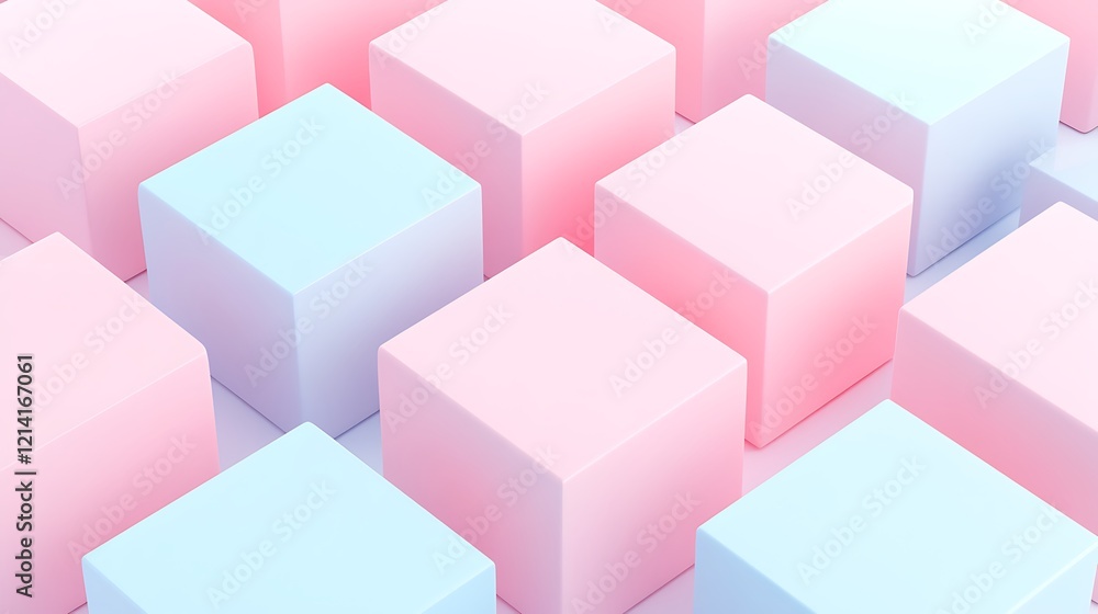 Poster soft pastel colored cubes arranged in a pattern for background or design concepts in contemporary st