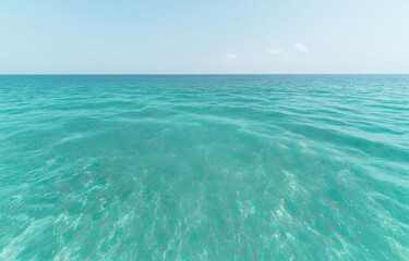 Fototapeta premium Tranquil Ocean Scene with Turquoise Blue Waters, Gentle Ripples, and Clear Sky – Serene Horizon and Peaceful Coastal Atmosphere