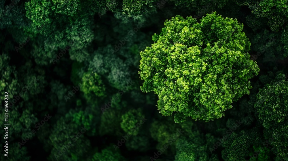 Poster Lush Green Forest Canopy Captured from Aerial View Perspective : Generative AI