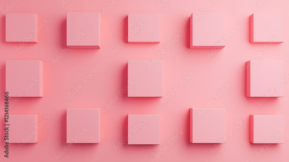 Poster soft pink background with geometric shapes creating modern aesthetic for interior design and art con