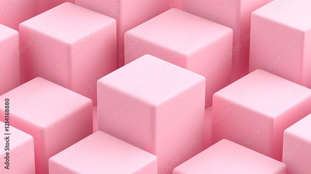 Poster soft pink cubes arranged in a stylish pattern for modern design projects and backgrounds