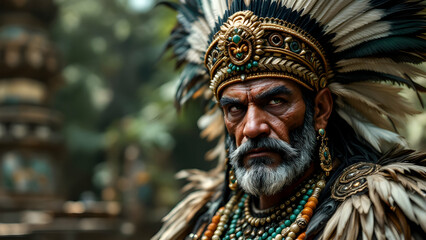 Fototapeta premium Majestic Warrior in Traditional Attire