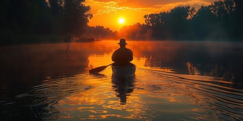 Canoeing at Sunset