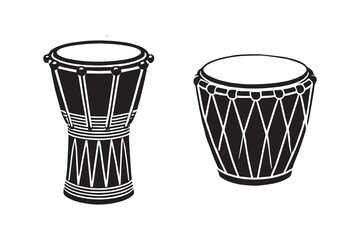 Bongo drum silhouette vector with white background