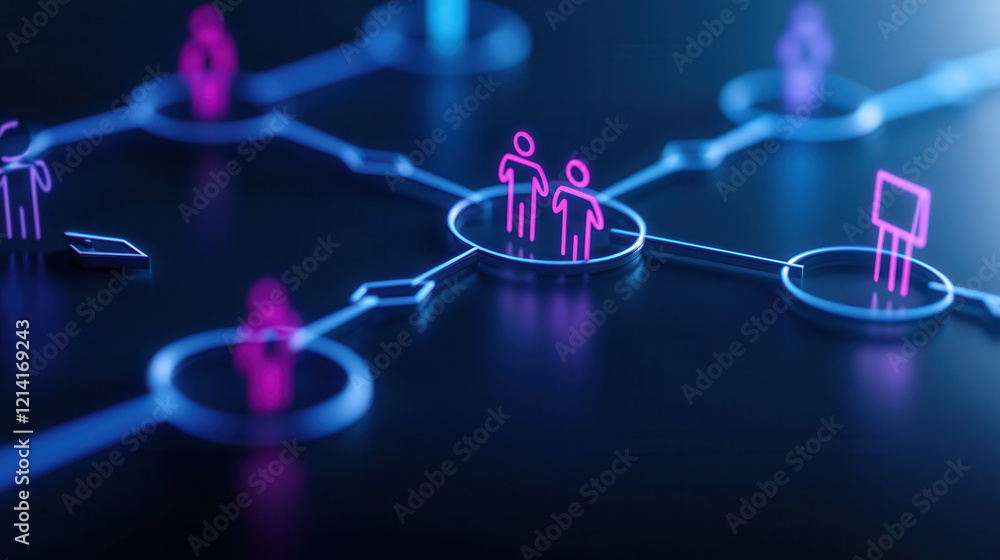 Aufkleber digital network illustration showing interconnected figures and nodes
