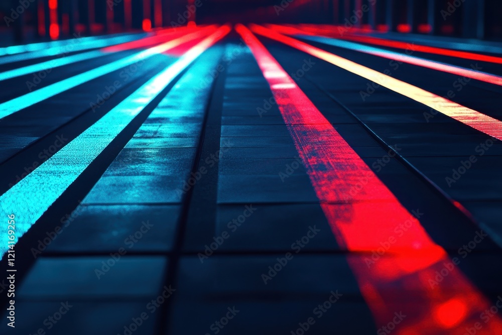 Poster colorful light patterns create an abstract visual display on a dark surface