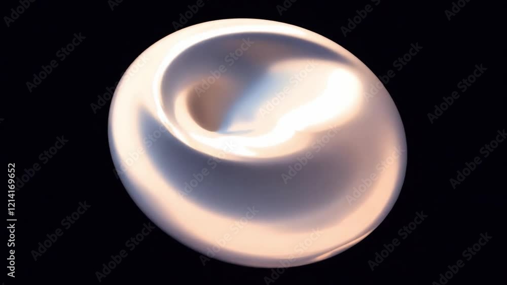 Poster Captivating swirling motion of a glossy, abstract shape in a dark environment creates a mesmerizing visual experience, perfect for relaxation and reflection.