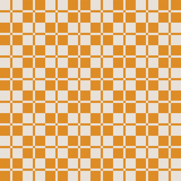 Nordic folk jacquard checkered seamless pattern. Cozy warm traditional weave print for home decor. Cute trendy minimal square grid ornamental pattern for trendy textile design.