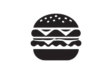 Burger silhouette vector with white background