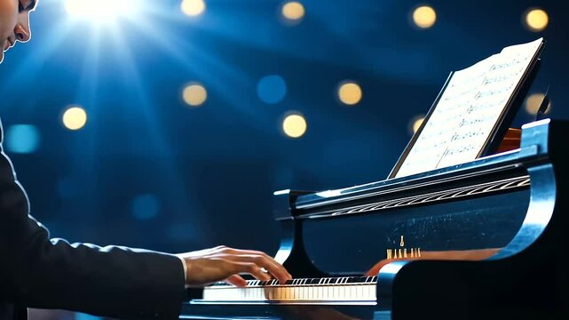 1_Pianist Performing Classical Music on Grand Stage