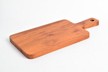 Wooden cutting board isolated on white background, handmade wood cutting board