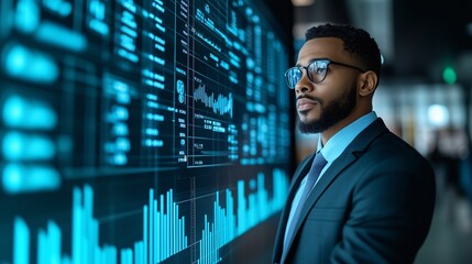 Fototapeta premium Businessman Analyzing Data on Digital Screen