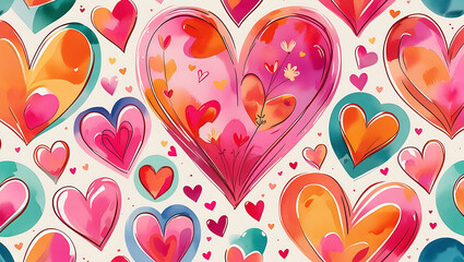 Seamless pattern with heart shape wishing card
