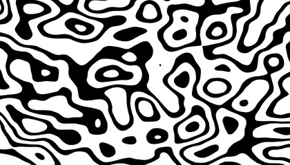 Wavy fractal texture background. Elegant black wavy line on Transparent png overlay background