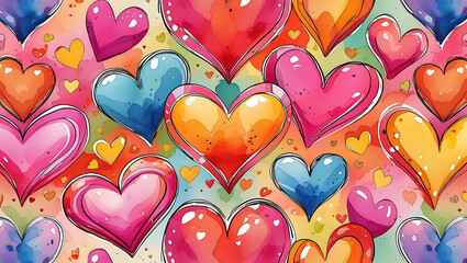 Seamless pattern with heart shape wishing card
