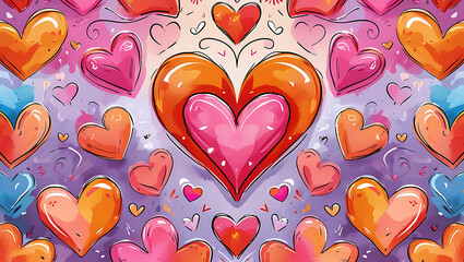 Seamless pattern with heart shape wishing card
