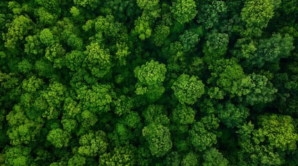 Naklejka premium Lush emerald green forest canopy aerial view with dense vibrant treetops creating a beautiful natural tapestry : Generative AI