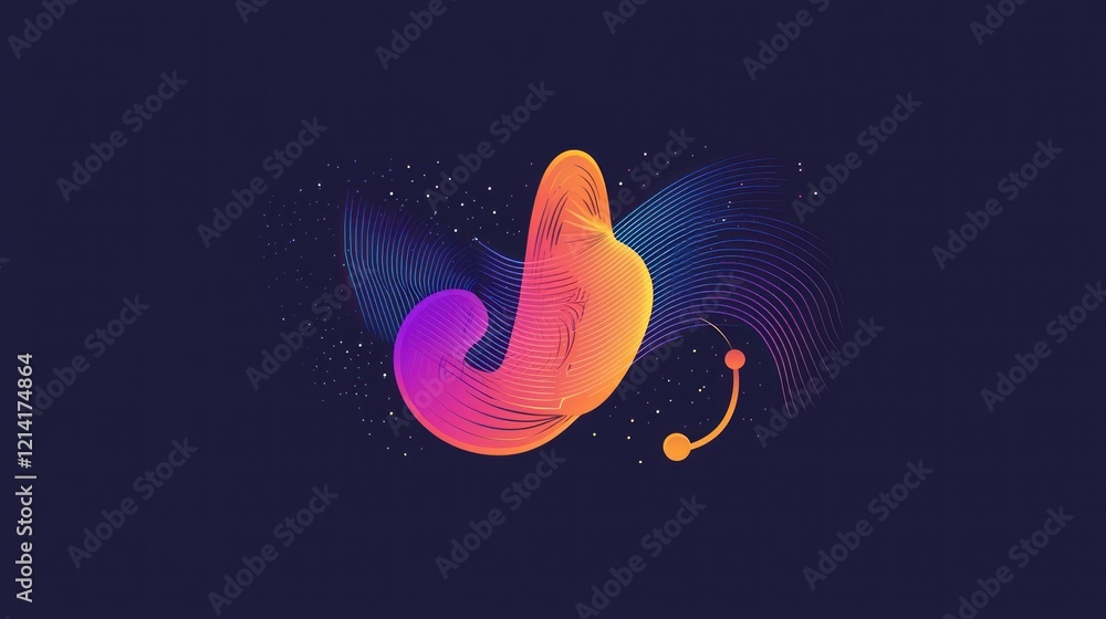 Poster a simple vector graphic of an ear with sound waves emanating from it, representing the concept of li
